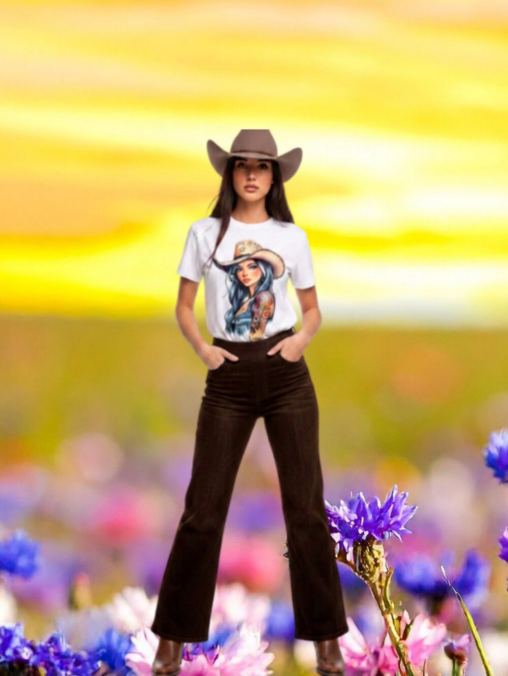Western Baddie Outfit Bundle - Premium Le Cle Shaping Jeans & Rhinestone Tee